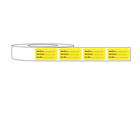 Nevs Date Rec'd. _ Date Opened _ Exp. Date _7/8"x1-5/8" Yellow w/black L-0979Y